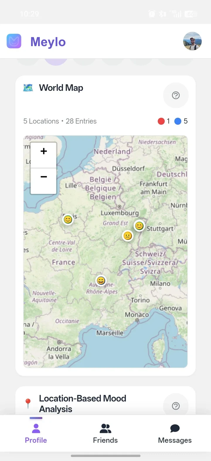 World map of mood locations